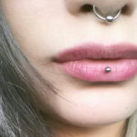 Precious with Piercing Ashley inverse vertical labret, septum and lips micropigmentation